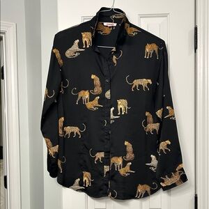 Mazik Black and Brown Animal Print Blouse